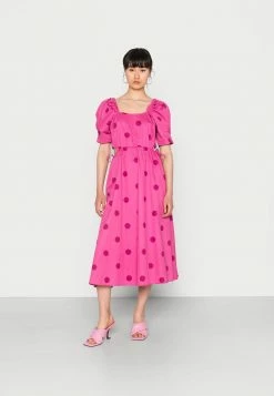 YAS DOTTY MIDI DRESS SHOW - Robe De Soirée - Pink