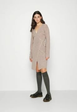 YASBETH KNIT WRAP DRESS - Robe Pull - Crystal Gray