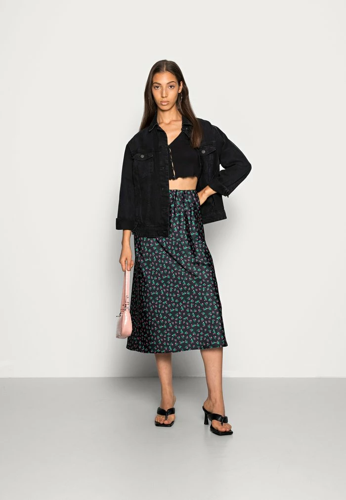 YASCHERRY HW MIDI SKIRT VIP - Jupe Trapèze - Black/cherry 2 YASCHERRY HW MIDI SKIRT VIP - Jupe Trapèze - Black/cherry – Image 2