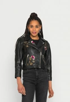 YAS EMMY EMBROIDED JACKET - Veste En Cuir - Black