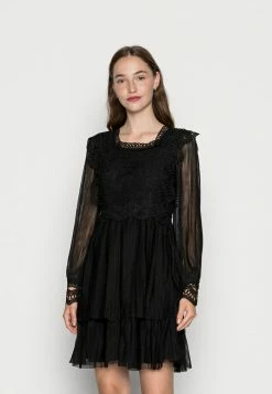 YASSOPHIA SQUARE NECK LS DRESS SHOW - Robe De Soirée - Black