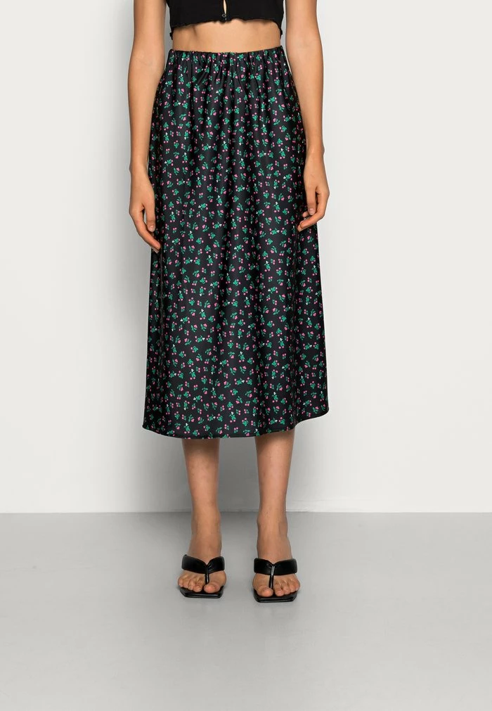 YASCHERRY HW MIDI SKIRT VIP - Jupe Trapèze - Black/cherry 1 YASCHERRY HW MIDI SKIRT VIP - Jupe Trapèze - Black/cherry