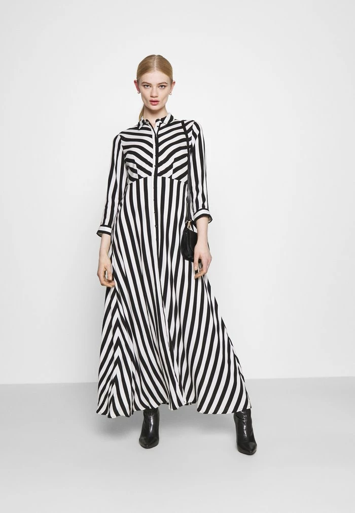 YASSAVANNA LONG SHIRT DRESS - Robe Chemise - Black/ White Stripes 2 YASSAVANNA LONG SHIRT DRESS - Robe Chemise - Black/ White Stripes – Image 2