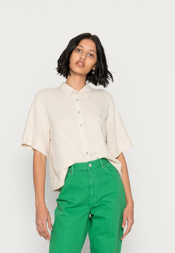 YASFLAXA SHIRT - Chemisier - Beige/melange 1 YASFLAXA SHIRT - Chemisier - Beige/melange