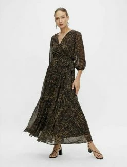 YAS Robe Longue - Black/light Brown