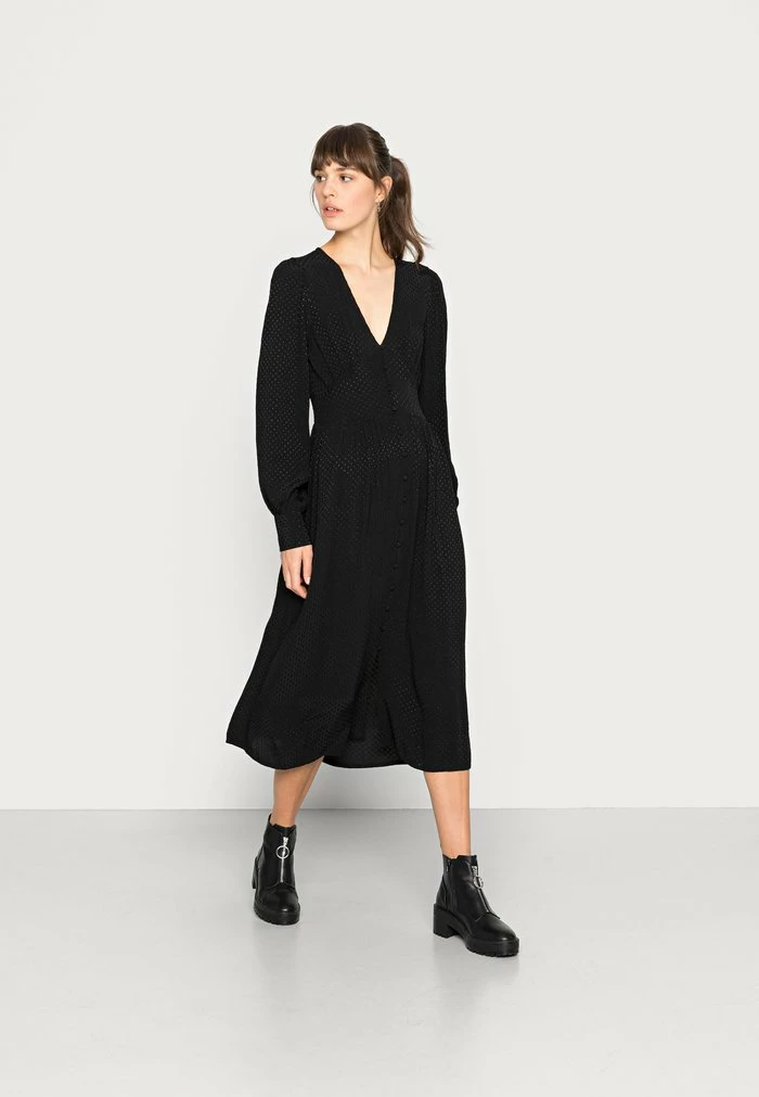 YASNELLI MIDI DRESS - Robe Chemise - Black 1 YASNELLI MIDI DRESS - Robe Chemise - Black