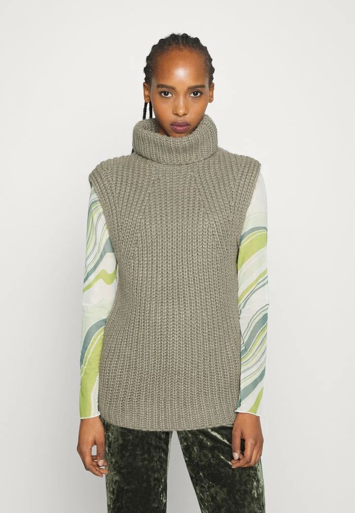 YASFLIP HIGH NECK VEST - Pullover - Vetiver 1 YASFLIP HIGH NECK VEST - Pullover - Vetiver