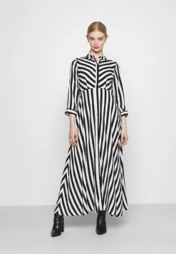 YASSAVANNA LONG SHIRT DRESS - Robe Chemise - Black/ White Stripes