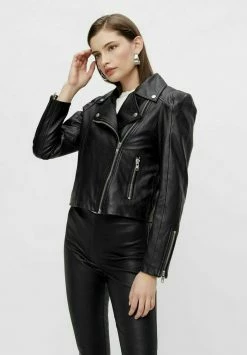 YAS Veste En Cuir - Black